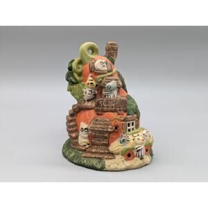 Halloween School House Mouse Cottage Lighted Porcelain Vintage Decoration Works